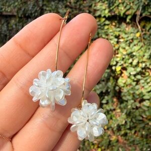 Delicate White Flower Drop Earrings